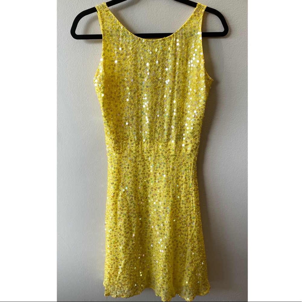 Vintage Yellow Sequin Mini Dress